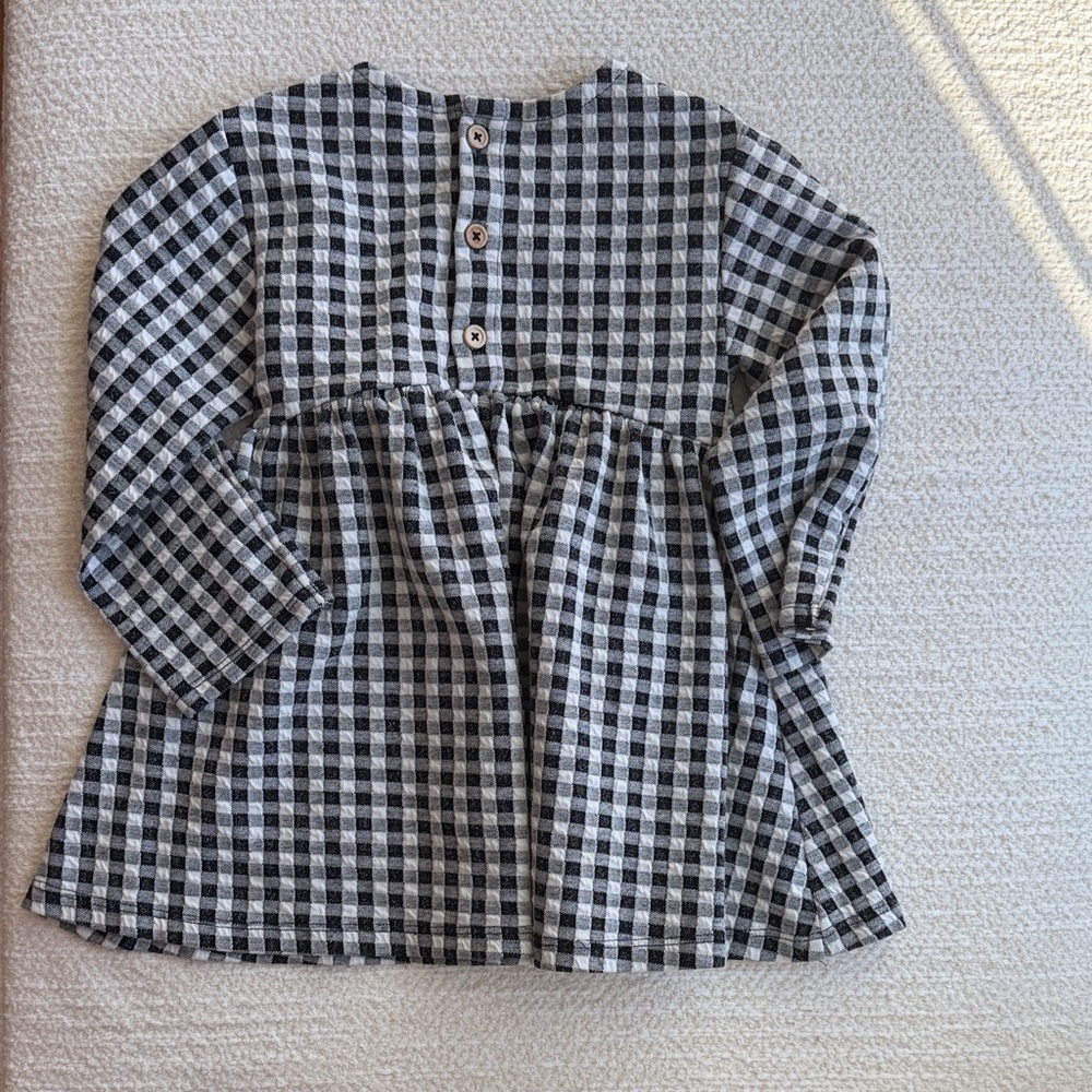 Zara Black and White Checkered Kids Casual Dress - Picture 2 of 2